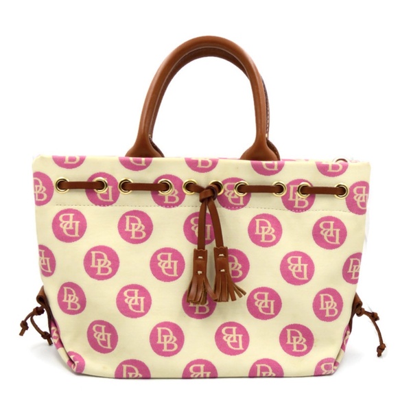 Dooney & Bourke Handbags - Dooney and Bourke White and Pink Small Tulip Tassel Tote Purse Bag EUC